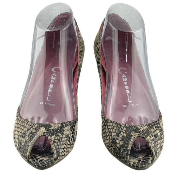 Jeffrey Campbell Snake Print Peep Toe Heels Size 7.5 - Picture 2 of 9
